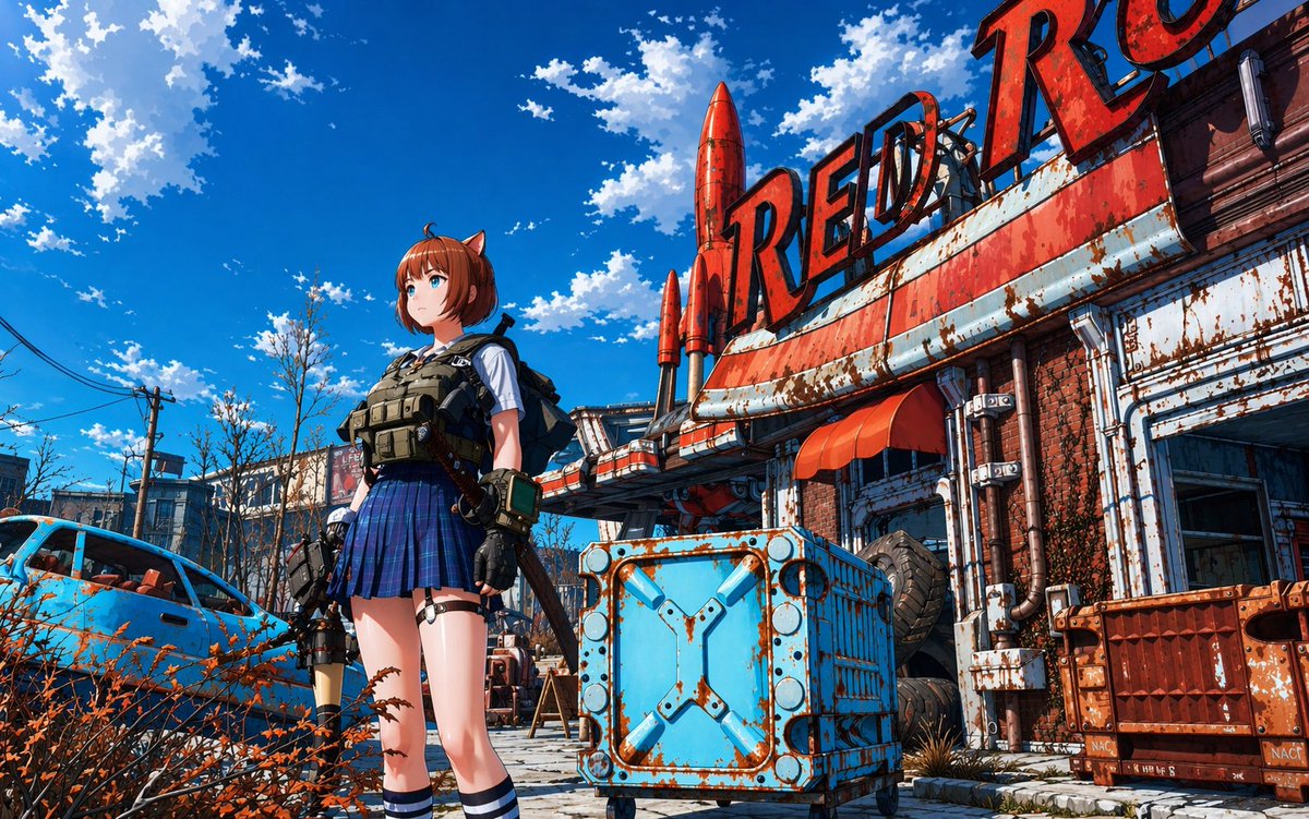 Post-Apocalyptic Tactical Anime Girl AI image template preview