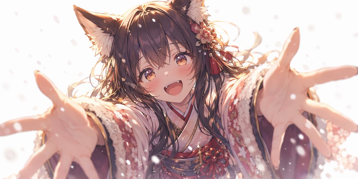 Anime Fox Girl Reaching for a Hug AI image template preview
