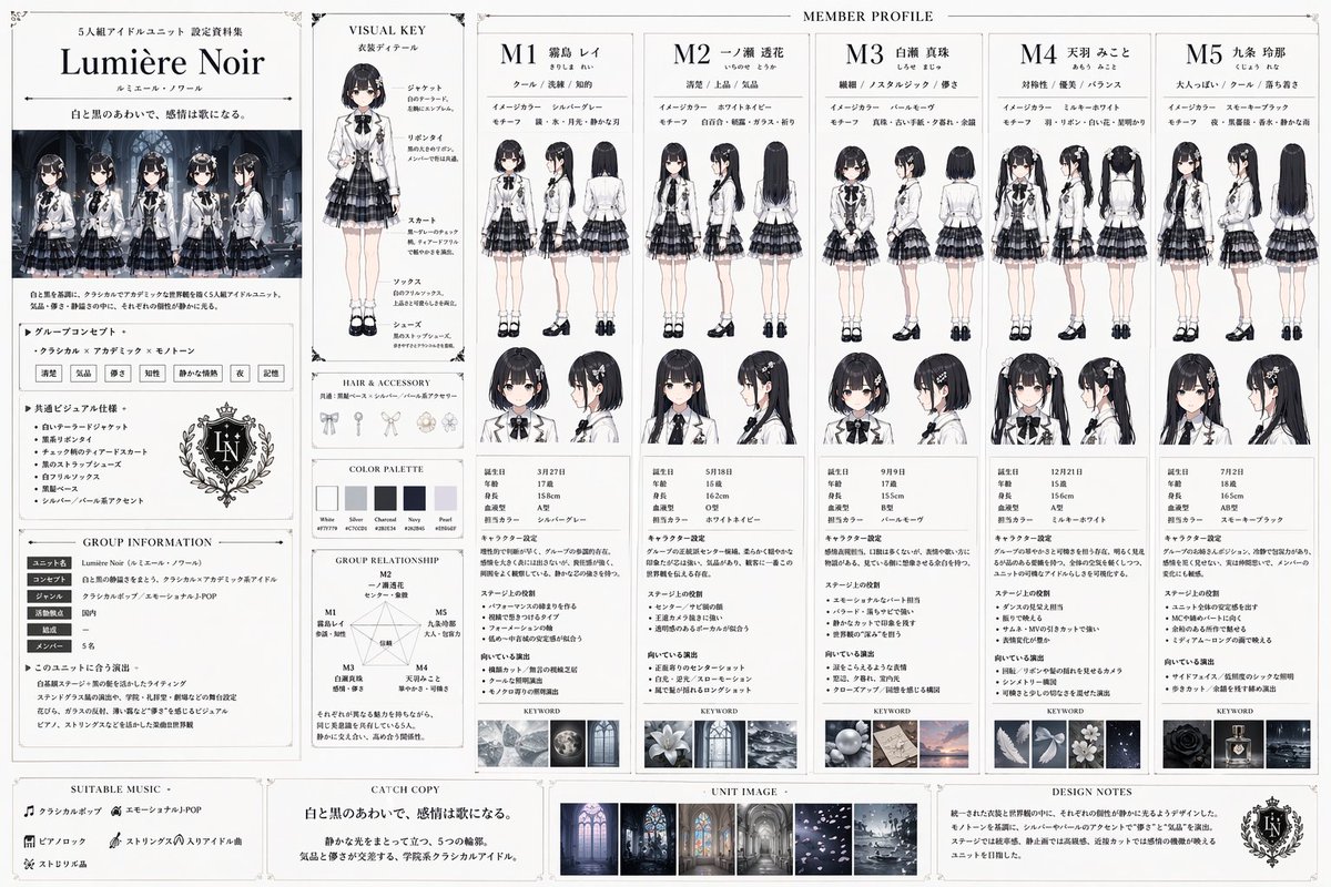 Idol Unit Concept Reference Sheet AI image template preview