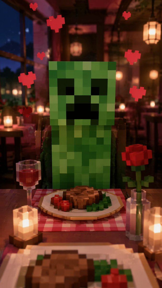 Romantic Voxel Dinner Date AI image template preview