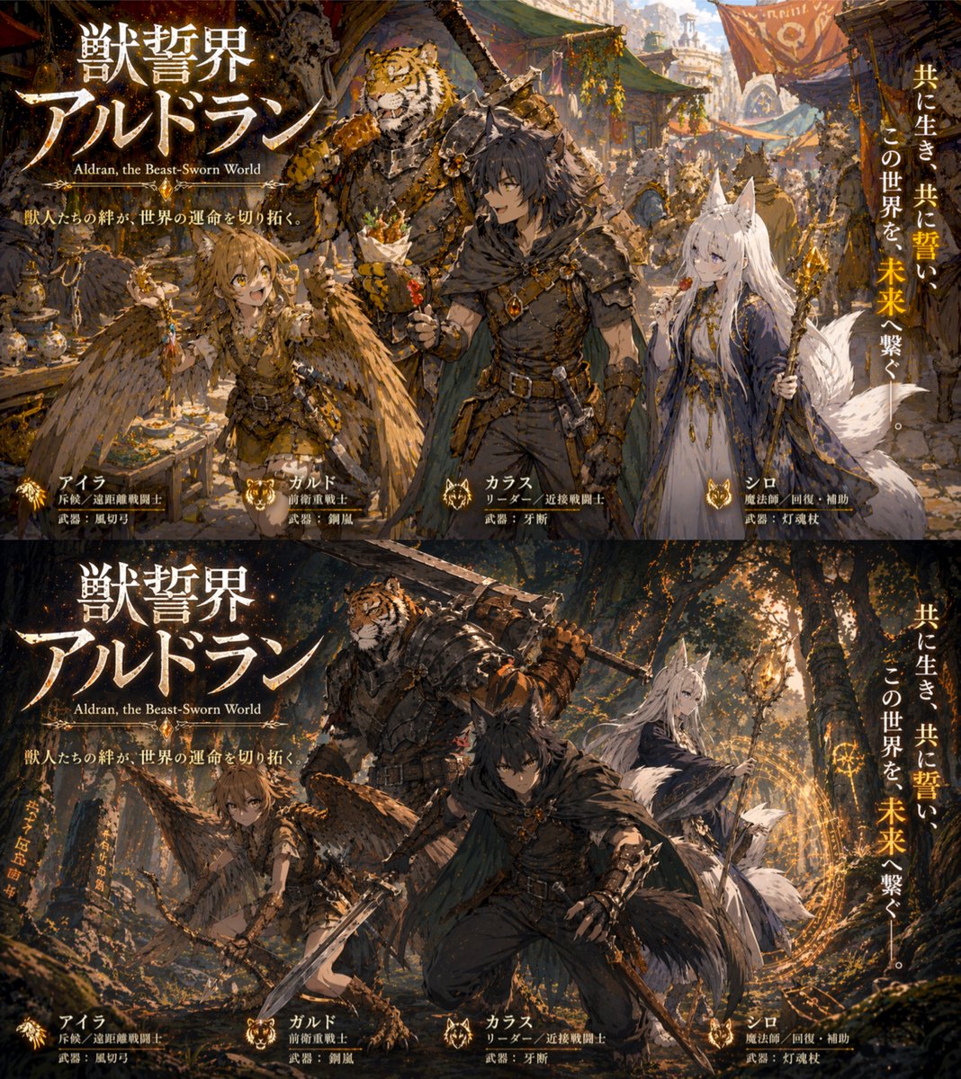 Two-Panel RPG Concept Art AI image template preview