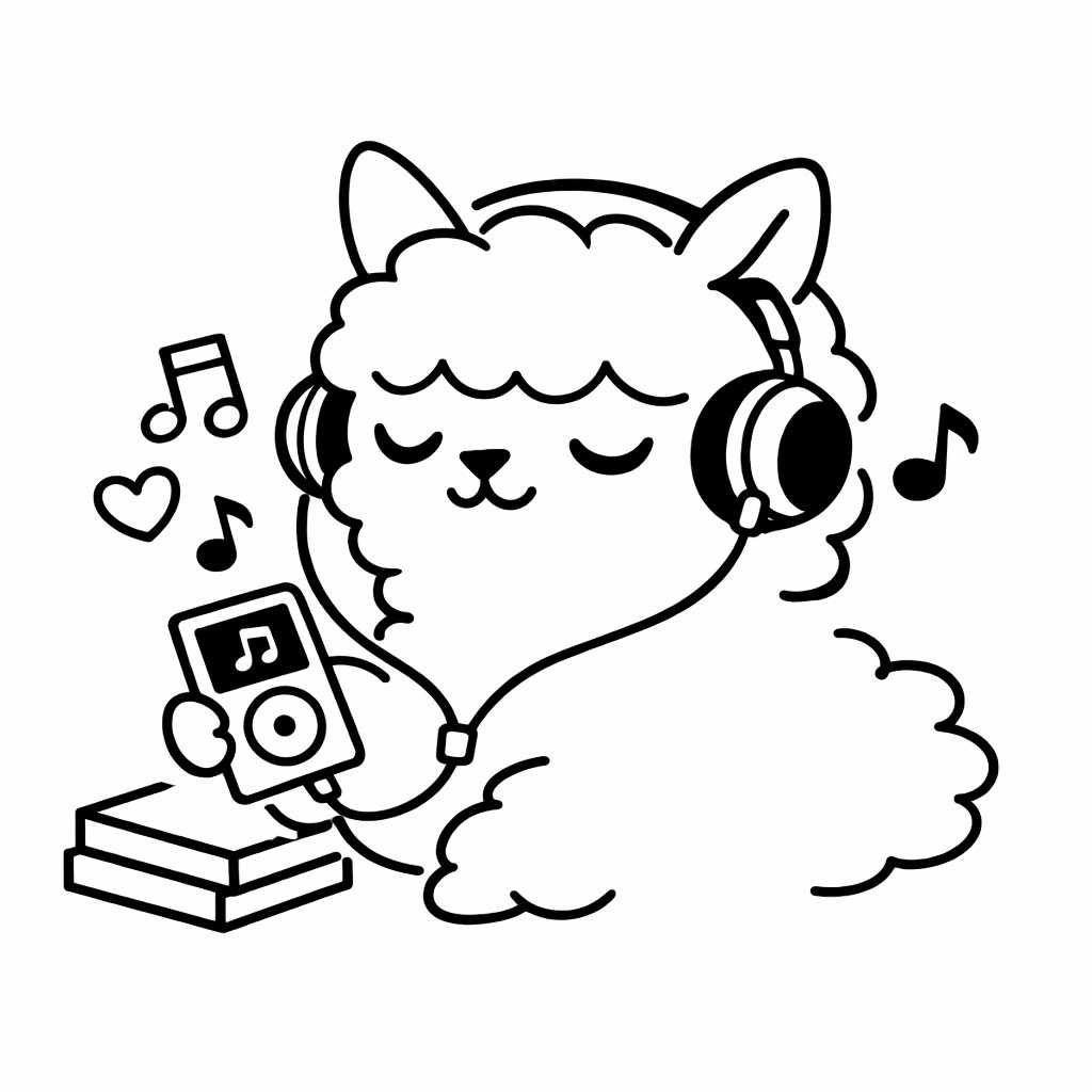 Line Art Animal Listening to Music AI image template preview