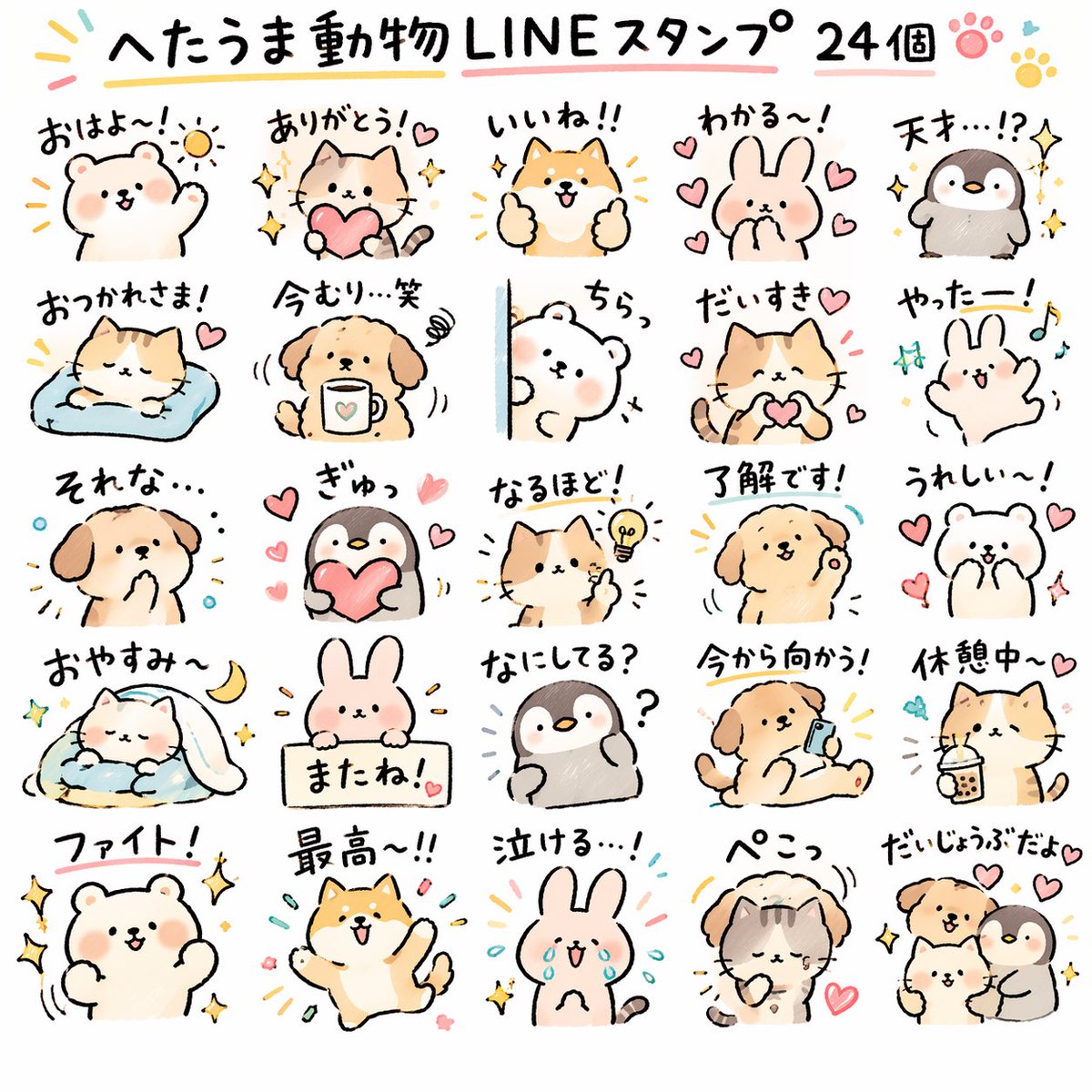 Quirky Animal Sticker Set AI image template preview