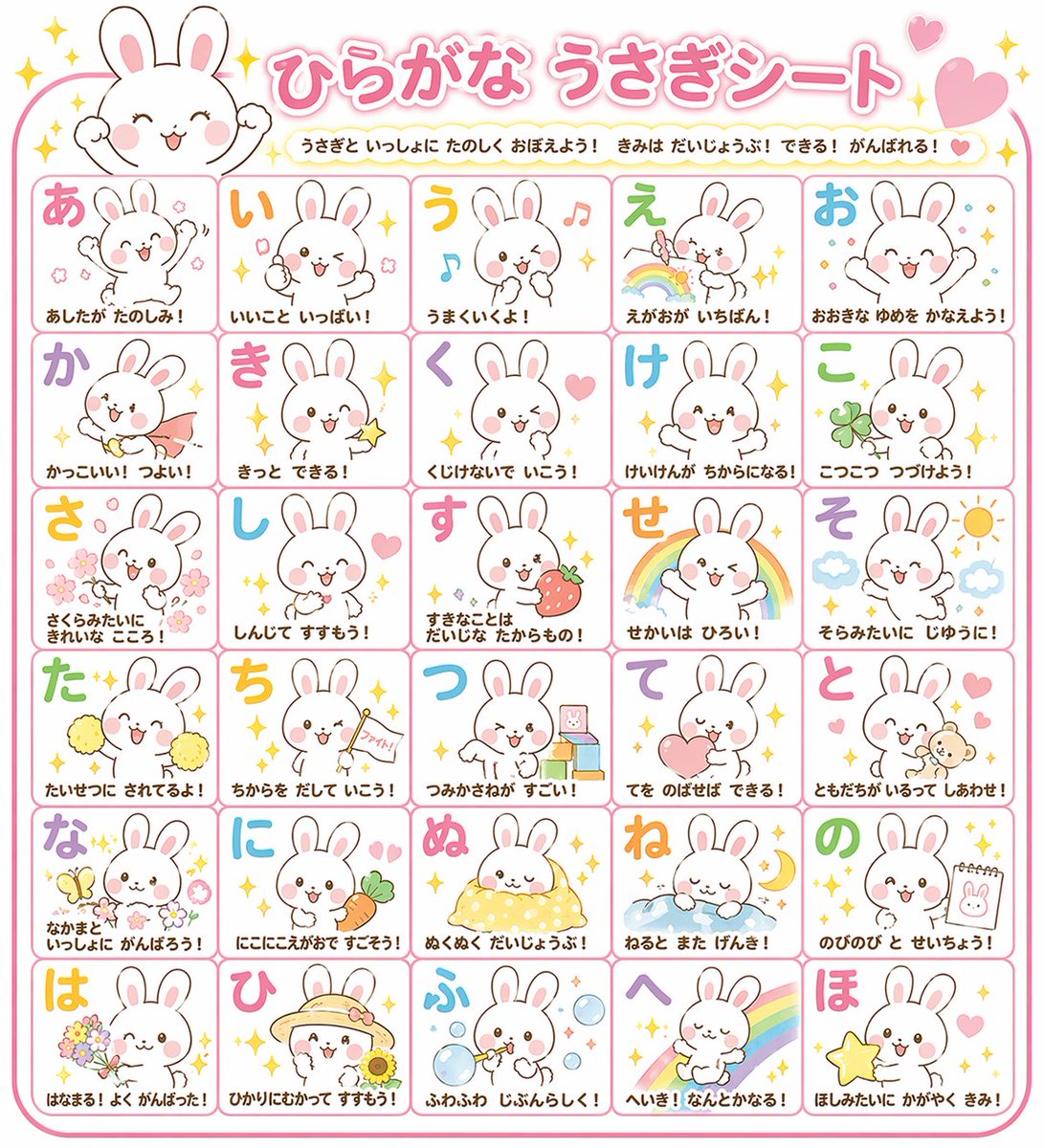 Educational Hiragana Sheet AI image template preview