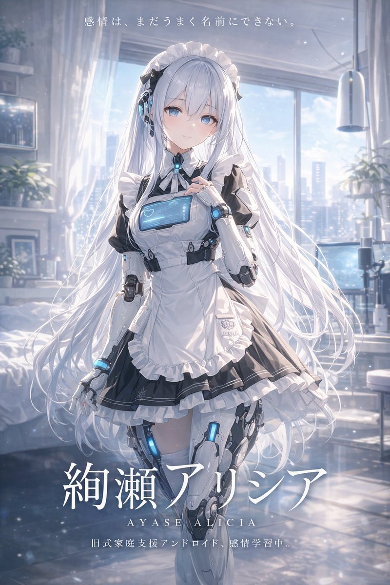 Sci-Fi Android Maid Light Novel Cover AI image template preview