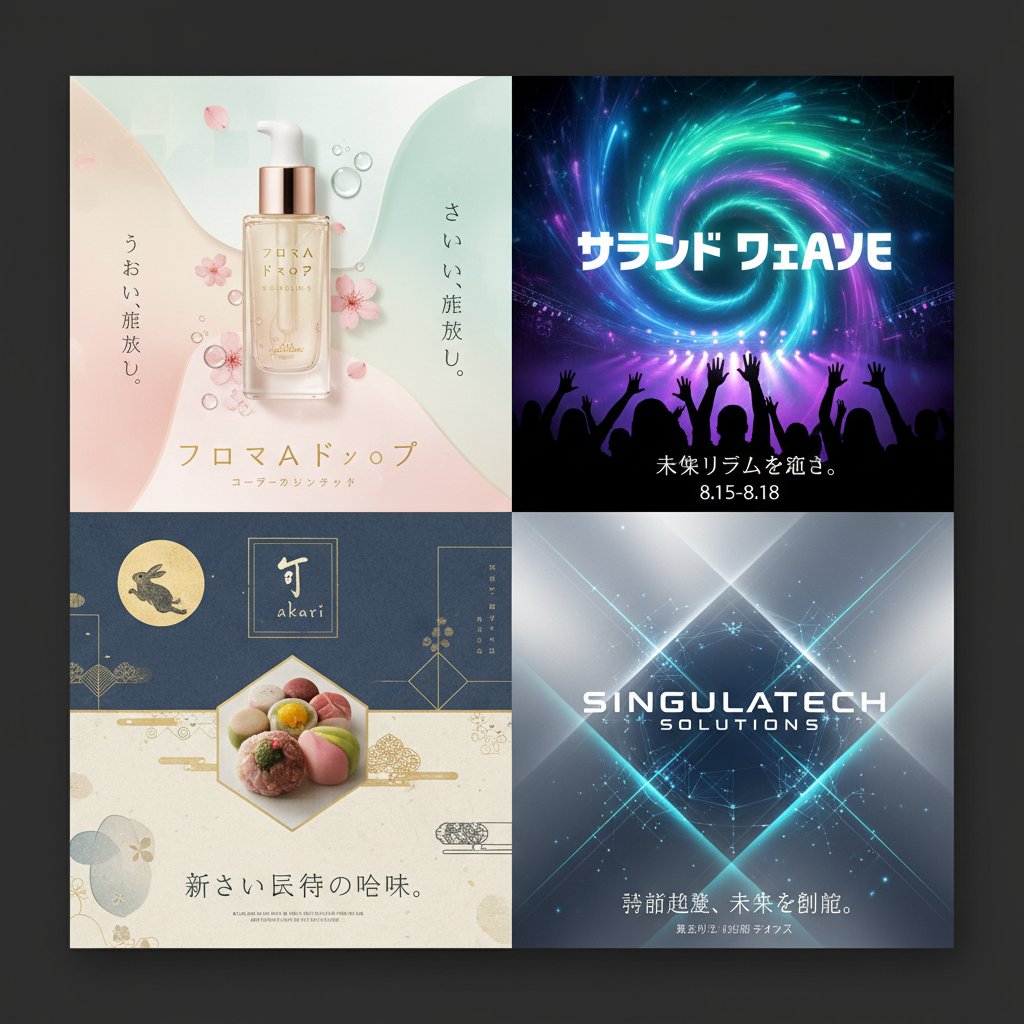 4-Panel Japanese Advertising Concept Grid example 2