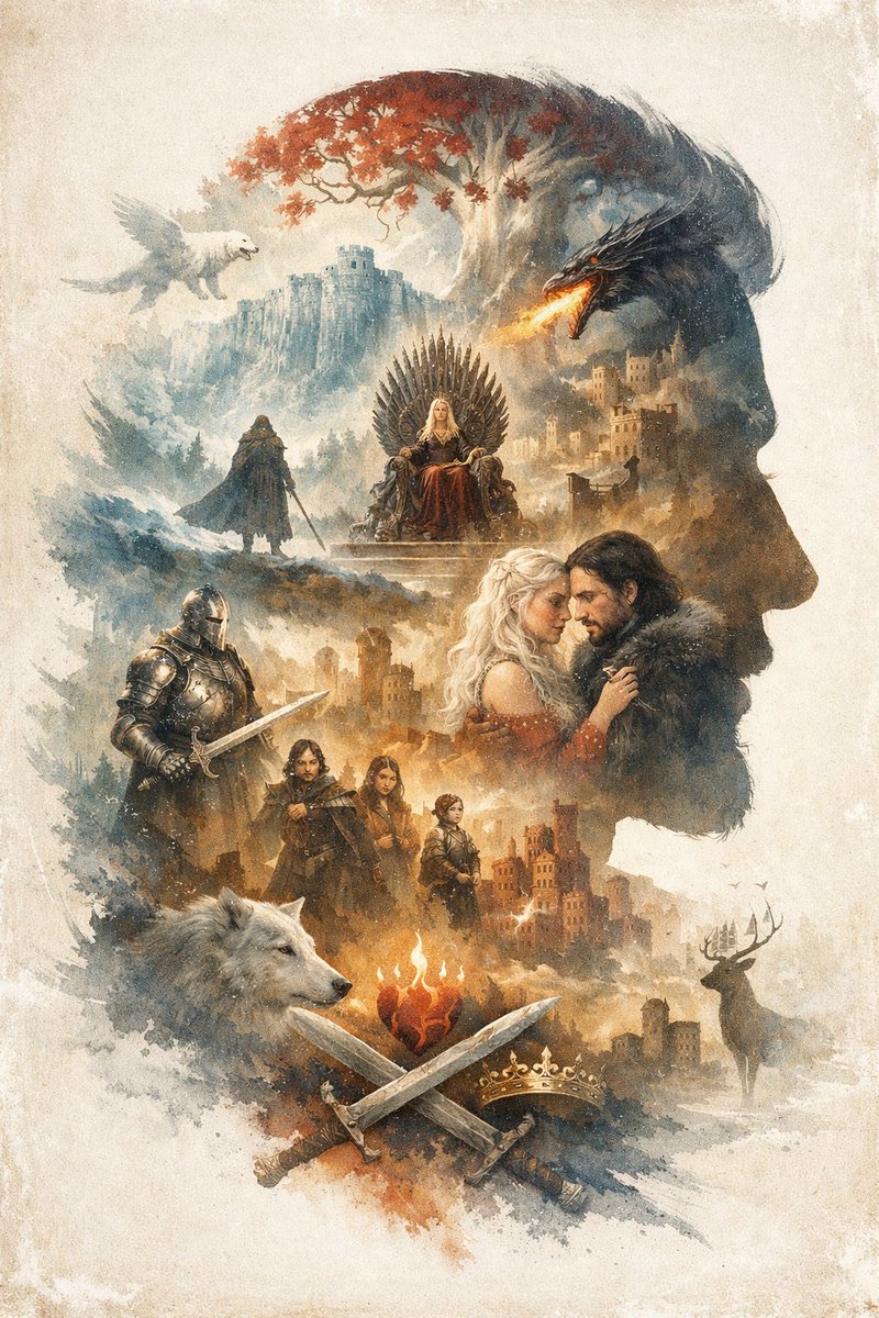 Epic Fantasy Double Exposure Silhouette AI image template preview