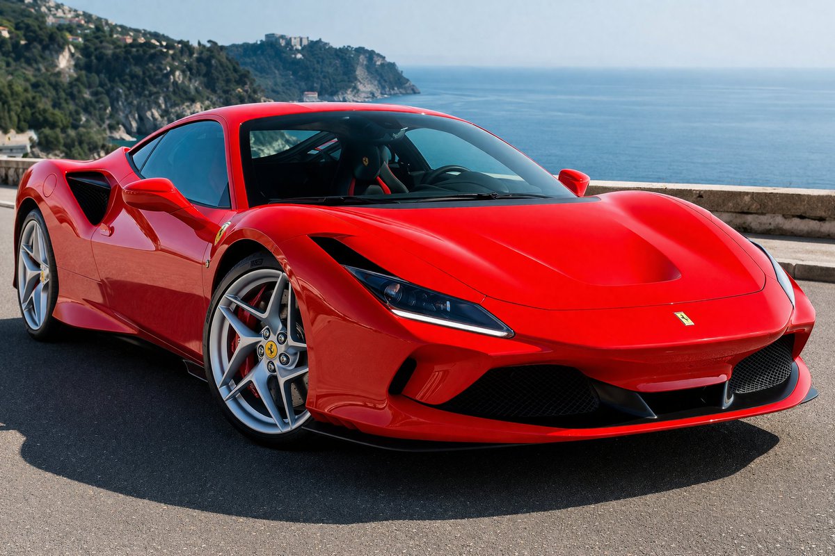 Photorealistic Coastal Sports Car AI image template preview