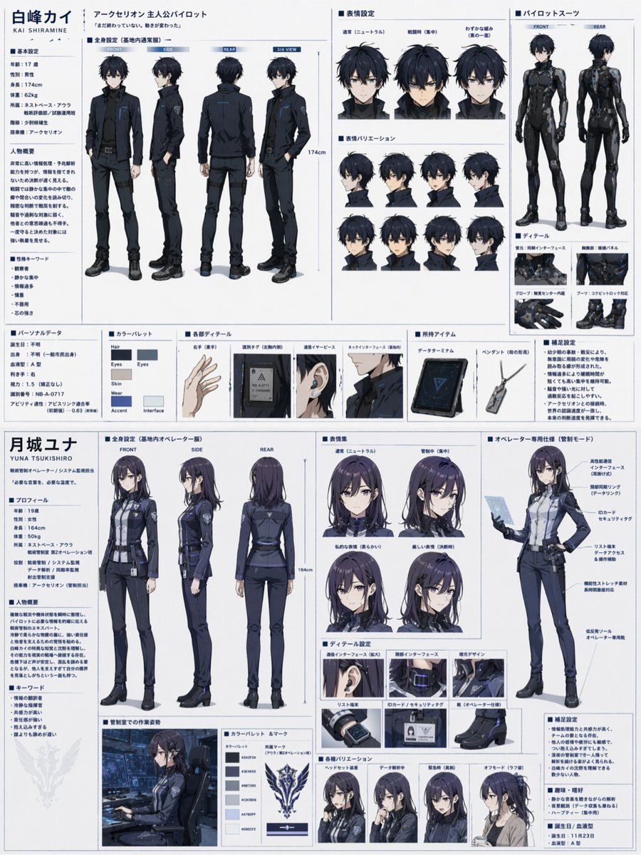 Dual Sci-Fi Character Reference Sheet AI image template preview