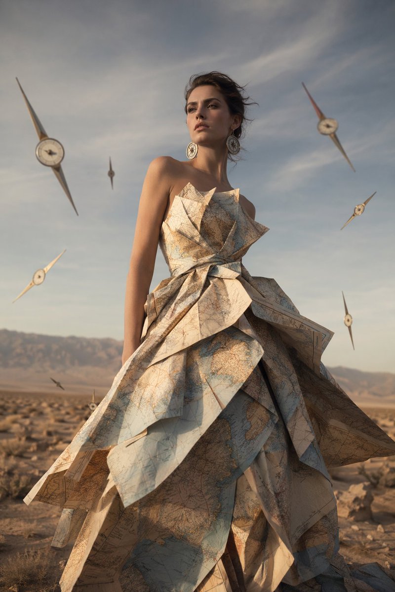 Surreal Map Dress Fashion Editorial AI image template preview