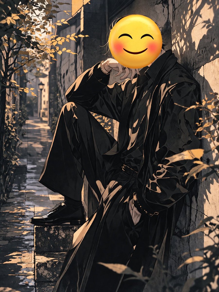 Figure with Emoji Head in Sunlit Alley AI image template preview