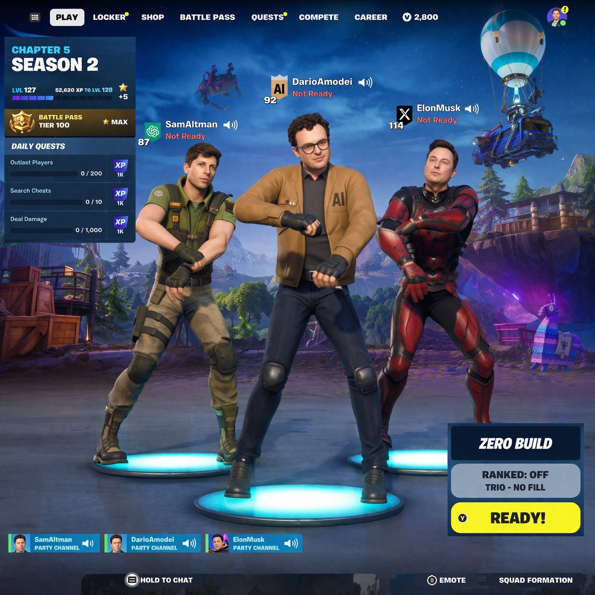 Tech CEO Battle Royale Lobby AI image template preview