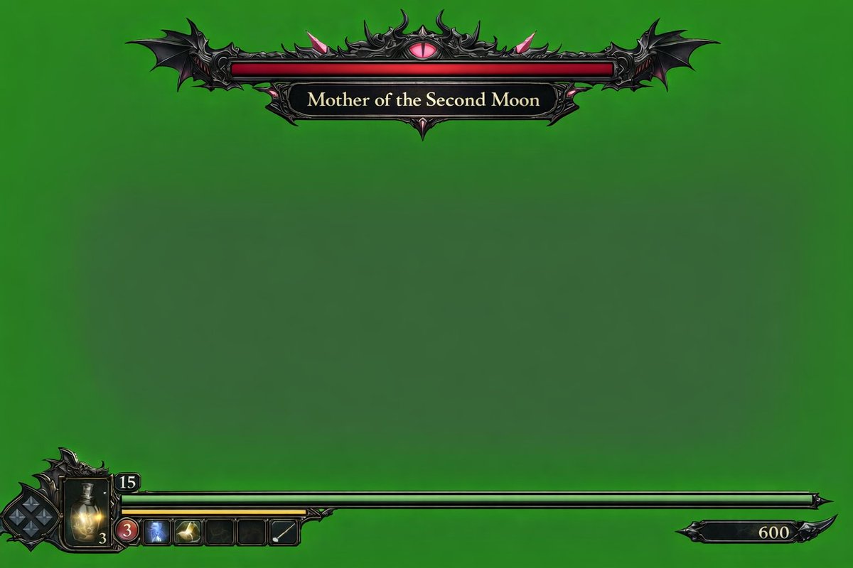 Dark Fantasy Game HUD on Green Screen AI image template preview