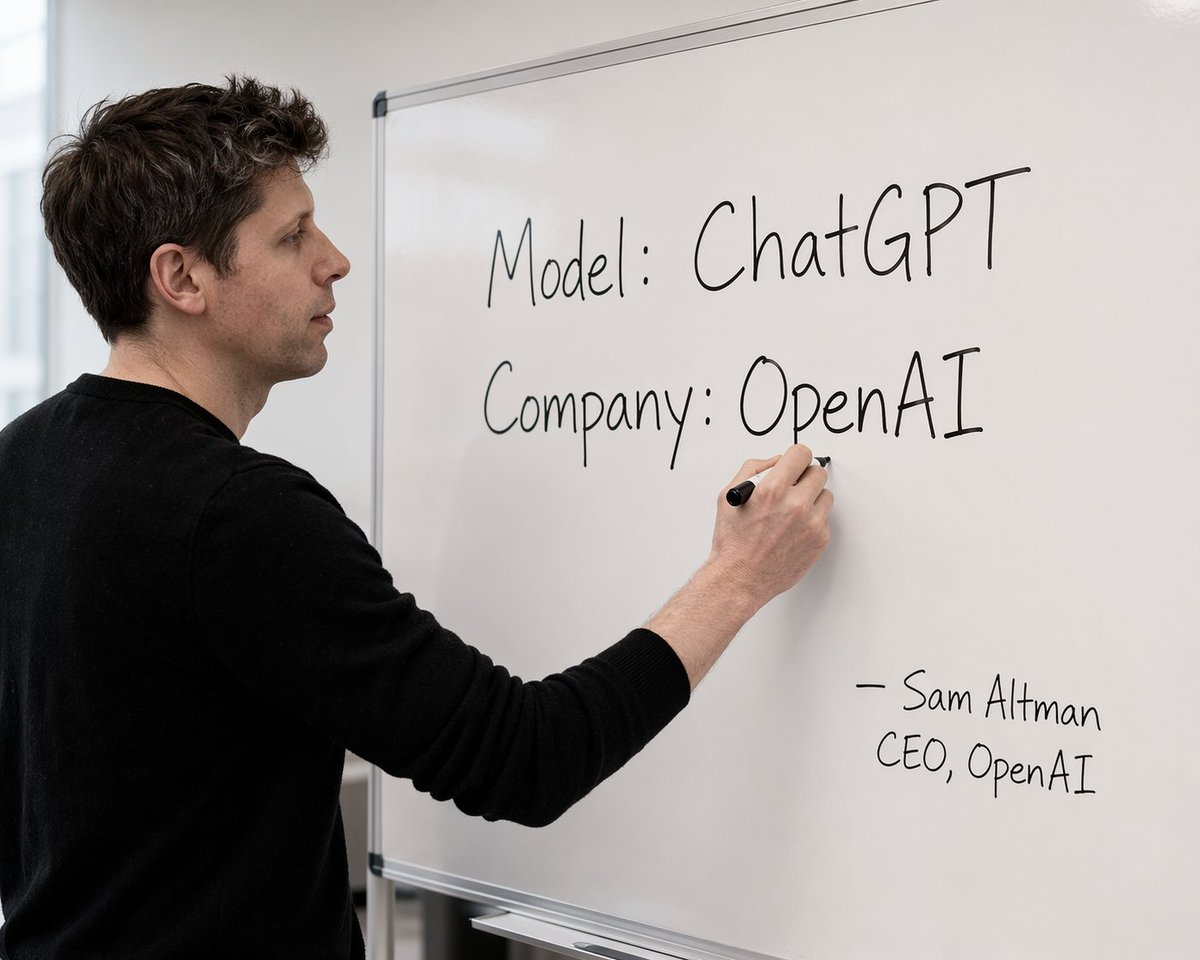 Tech CEO Writing on Whiteboard AI image template preview