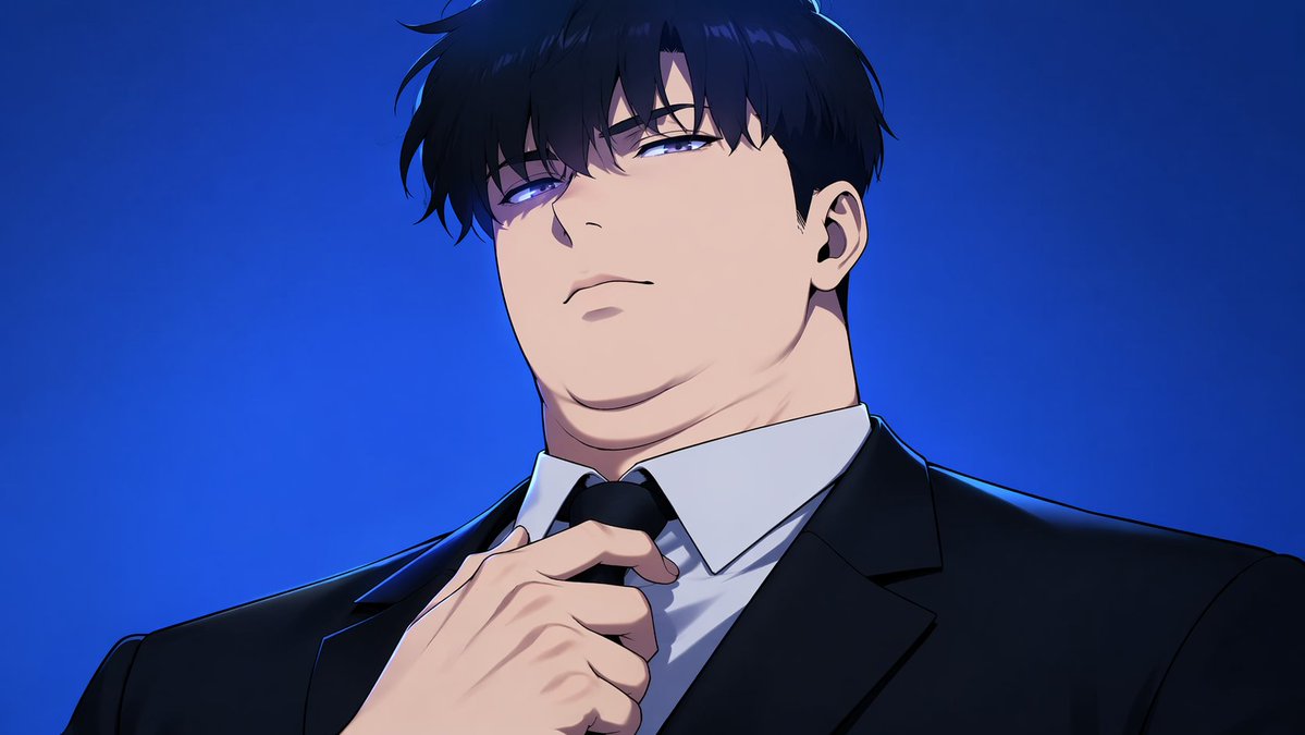 Manhwa Style Boss Adjusting Tie AI image template preview