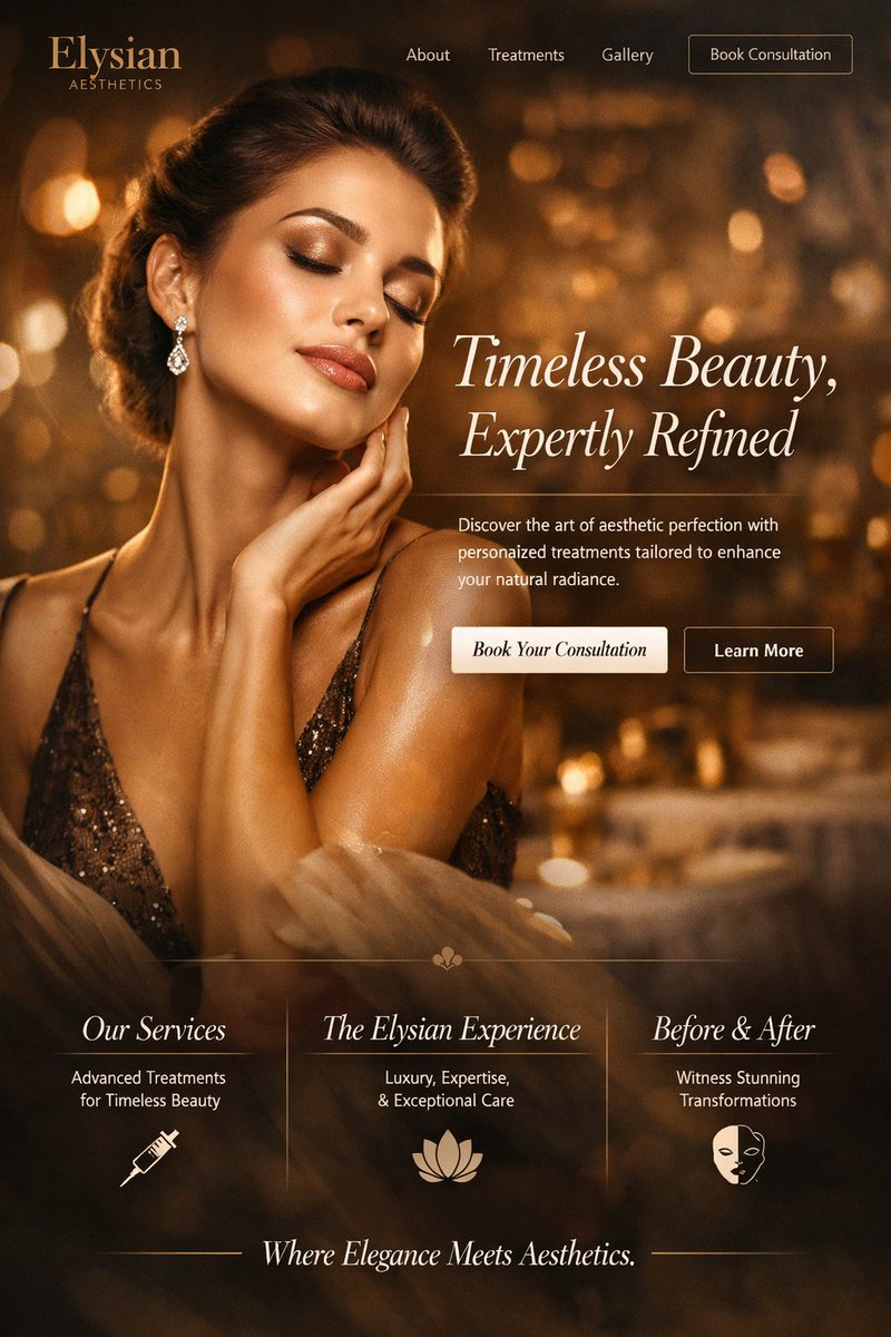 Luxury Aesthetics Website Mockup AI image template preview