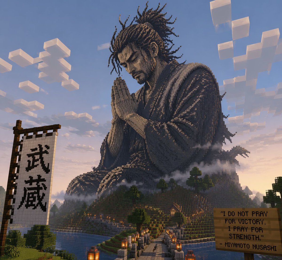 Minecraft Statue of Musashi AI image template preview