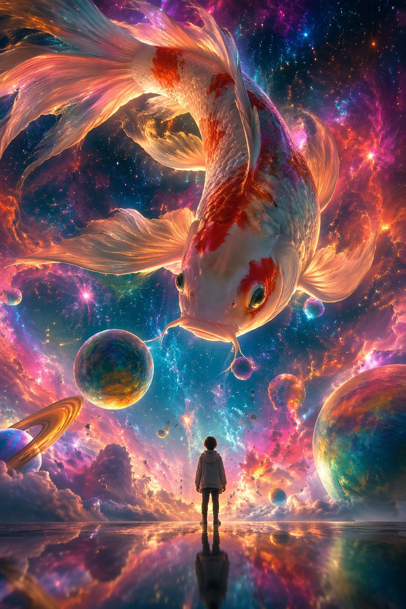 Surrealist Koi Fish Illustration AI image template preview