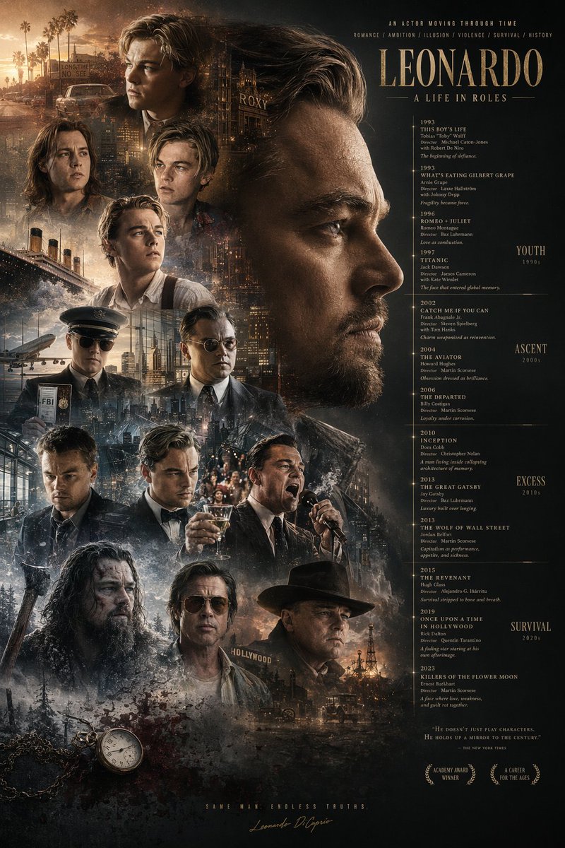 Mirrored Actor Retrospective Poster AI image template preview