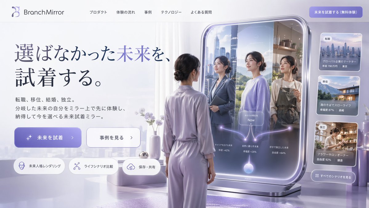 Futuristic Smart Mirror Website Mockup AI image template preview