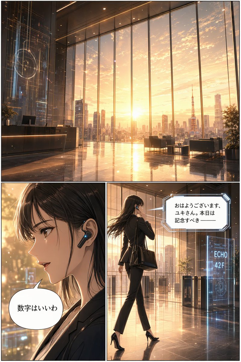 Futuristic Corporate 3-Panel Manga Page AI image template preview