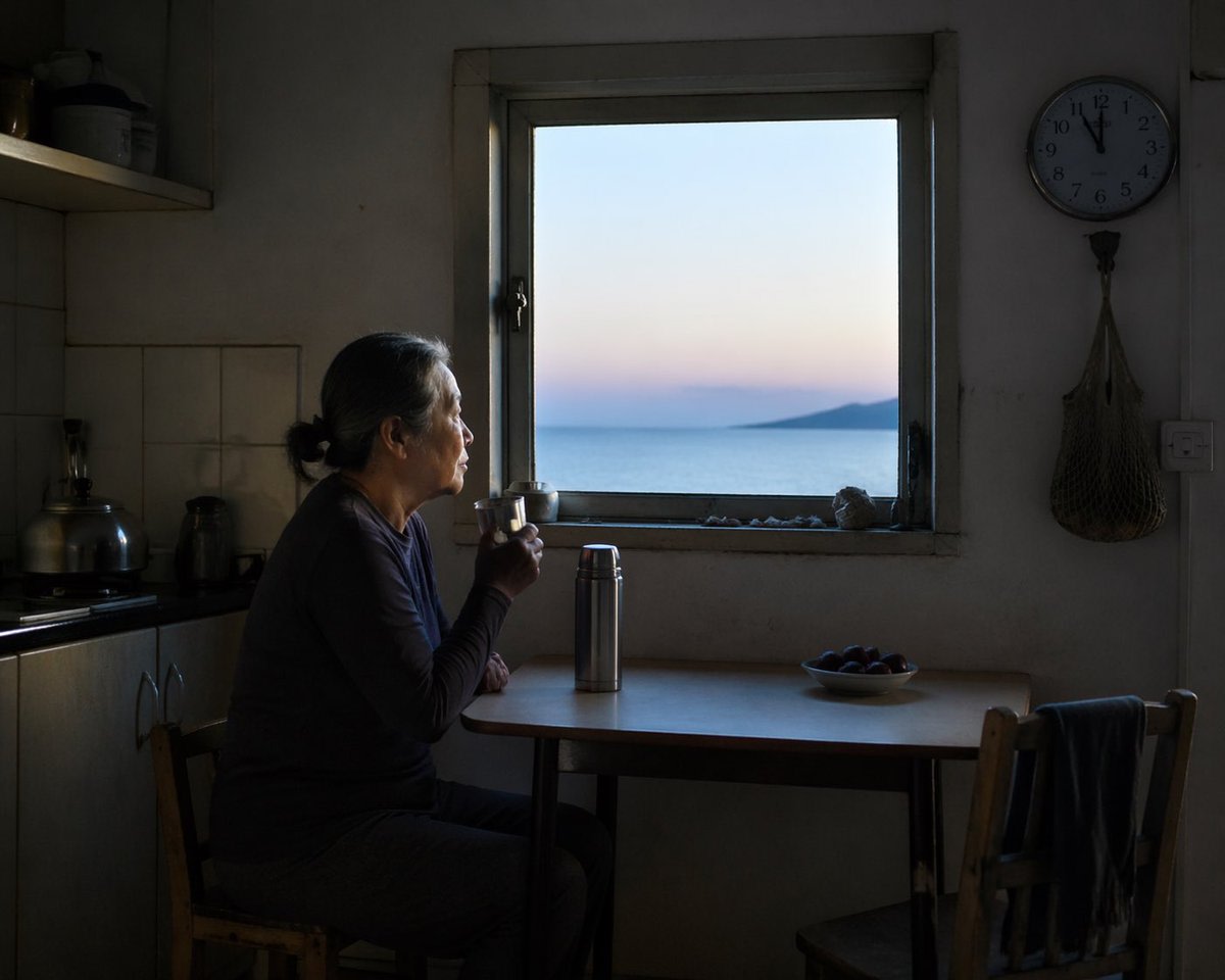 Contemplative Window View Portrait AI image template preview