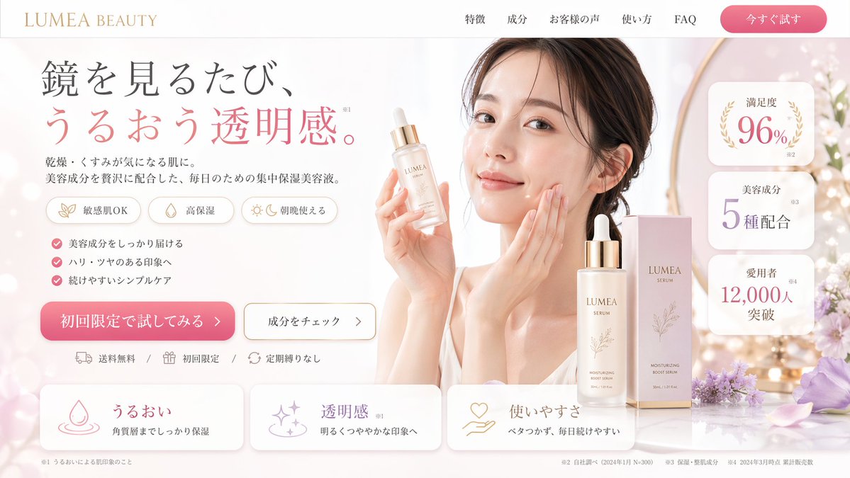 Beauty Product Landing Page Mockup AI image template preview