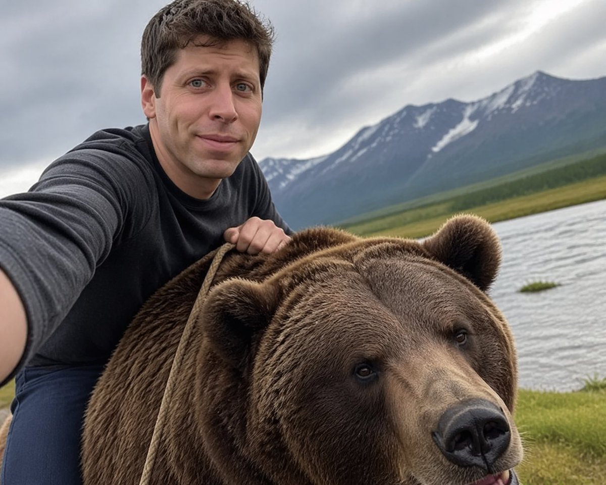 Sam Altman Riding a Bear AI image template preview