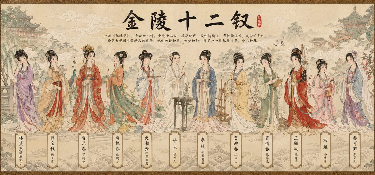 Traditional Chinese Scroll Illustration AI image template preview