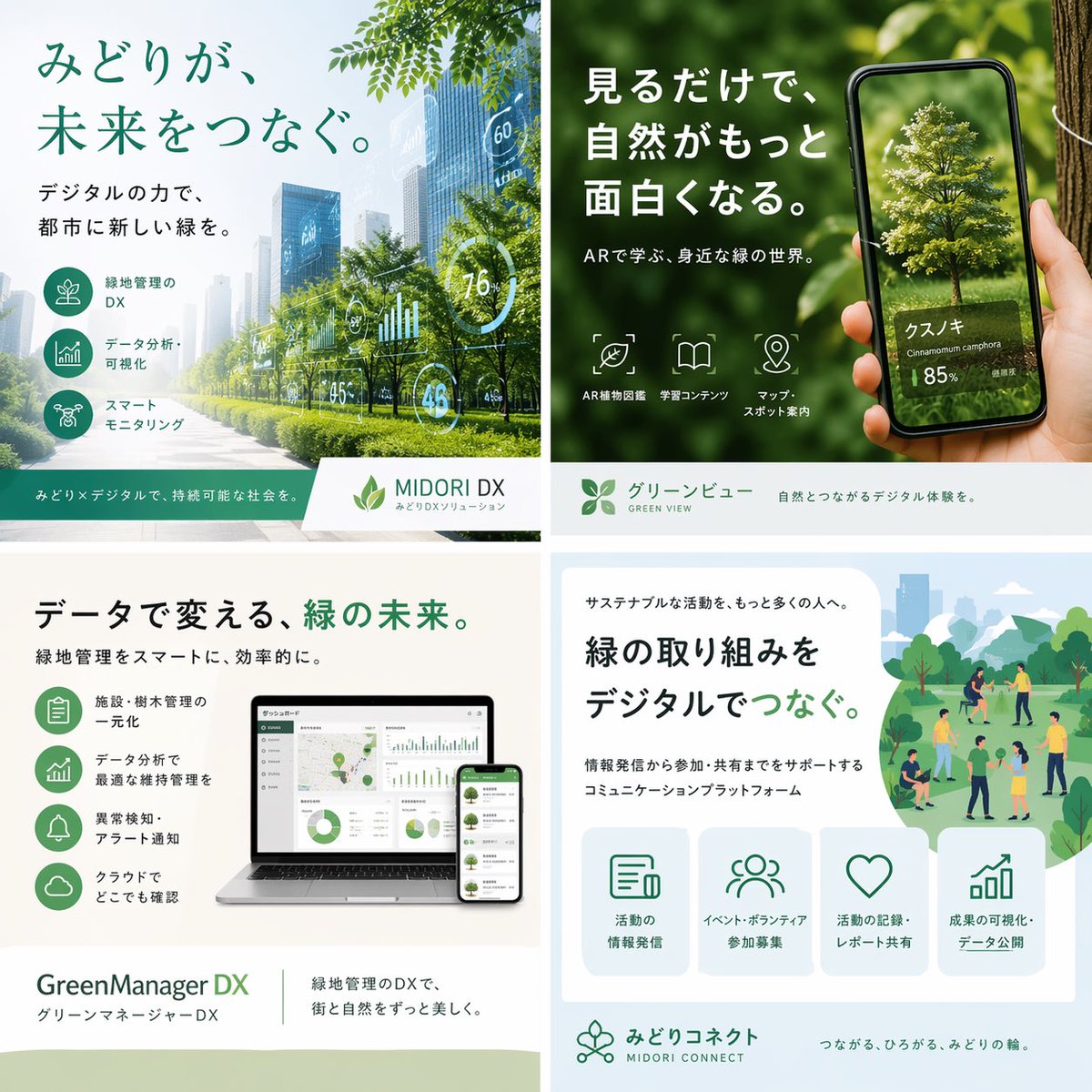 Japanese Green-Tech Promo Collage AI image template preview