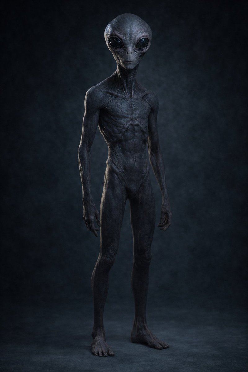 Uncanny Full-Body Alien Portrait AI image template preview