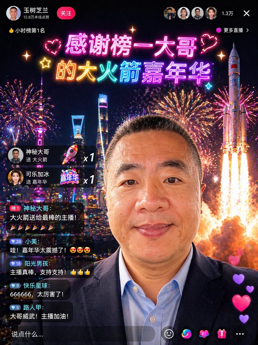 Chinese Livestream Rocket Gala Edit AI image template preview