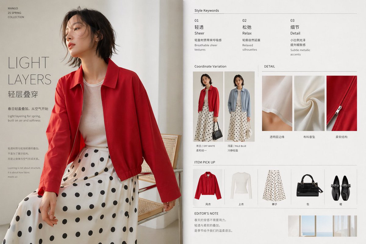Minimal Spring Fashion Editorial Board AI image template preview
