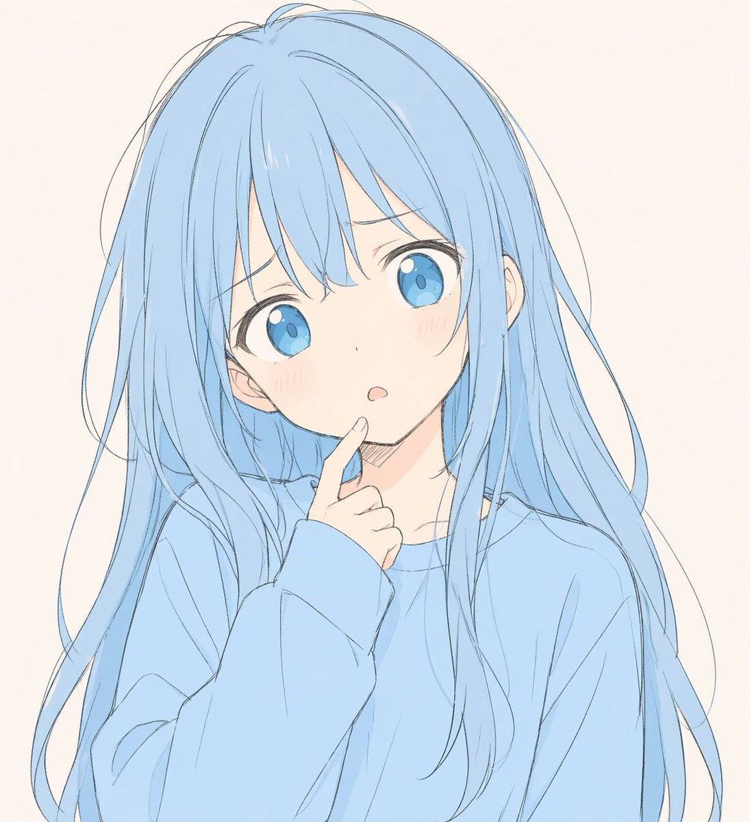 Soft Blue Anime Girl Portrait AI image template preview
