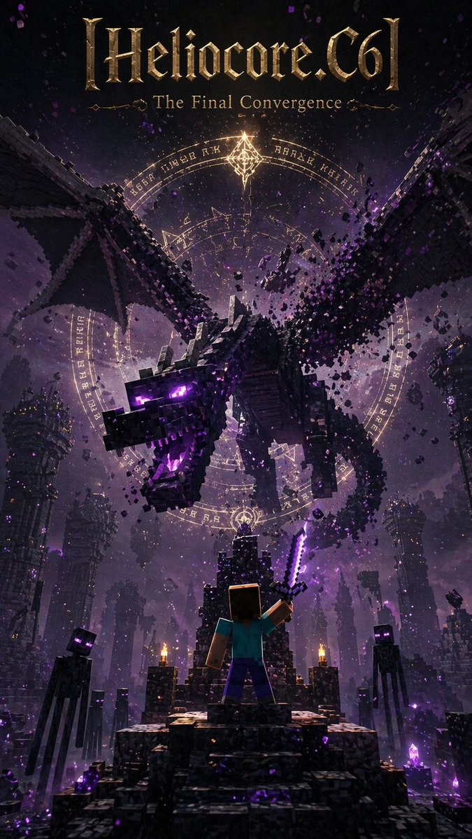 Minecraft Ender Dragon Fantasy Poster AI image template preview