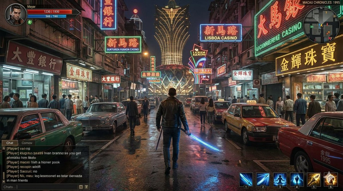Neon Macau RPG Street Battle HUD AI image template preview