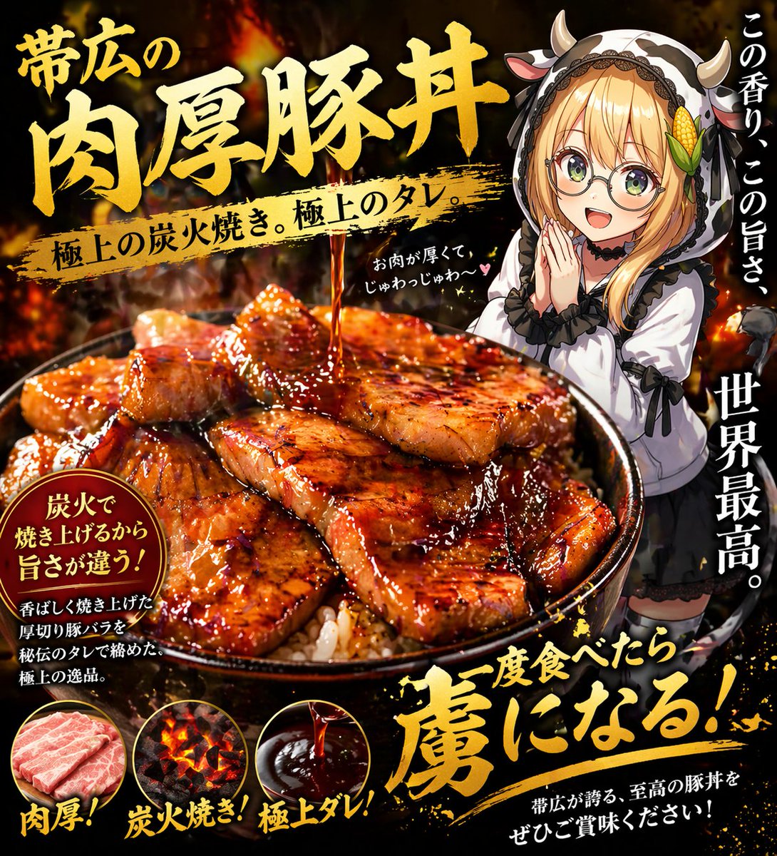 Fiery Butadon Japanese Ad Poster AI image template preview