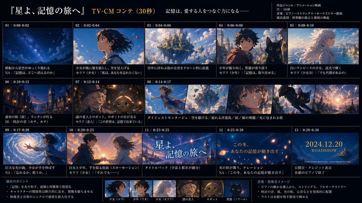 Anime TV CM Storyboard Sheet AI image template preview