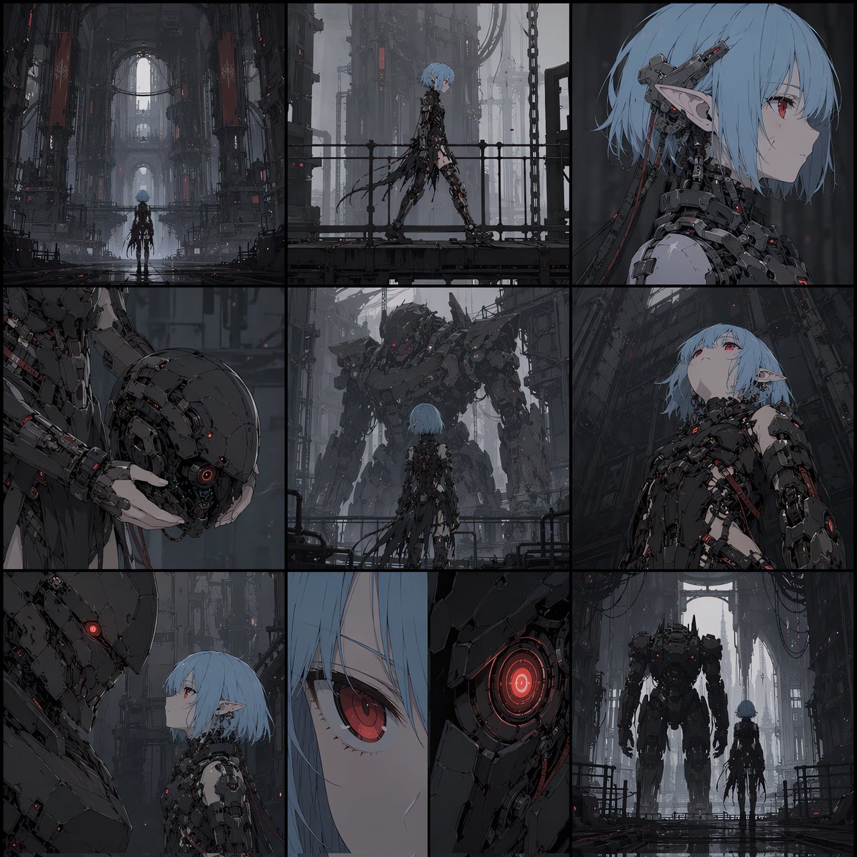 Cyberpunk Android Elf Storyboard AI image template preview
