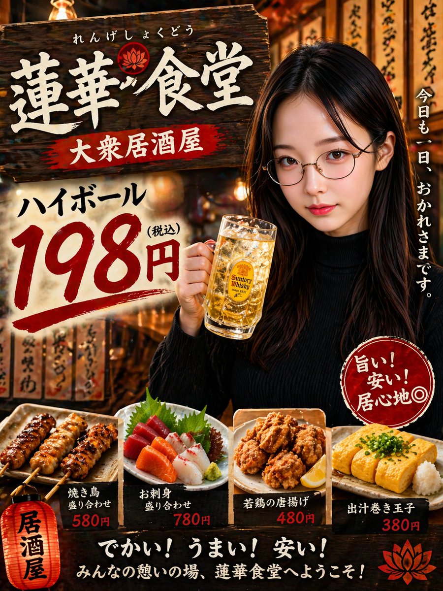 Japanese Izakaya Highball Poster AI image template preview