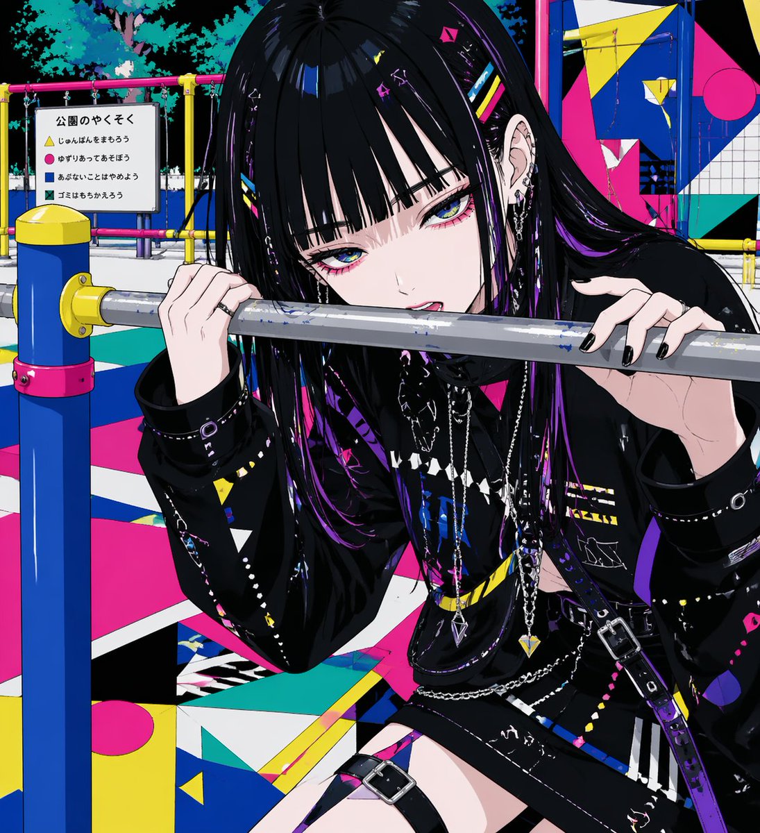 Goth Anime Girl at Playground Bar example 2