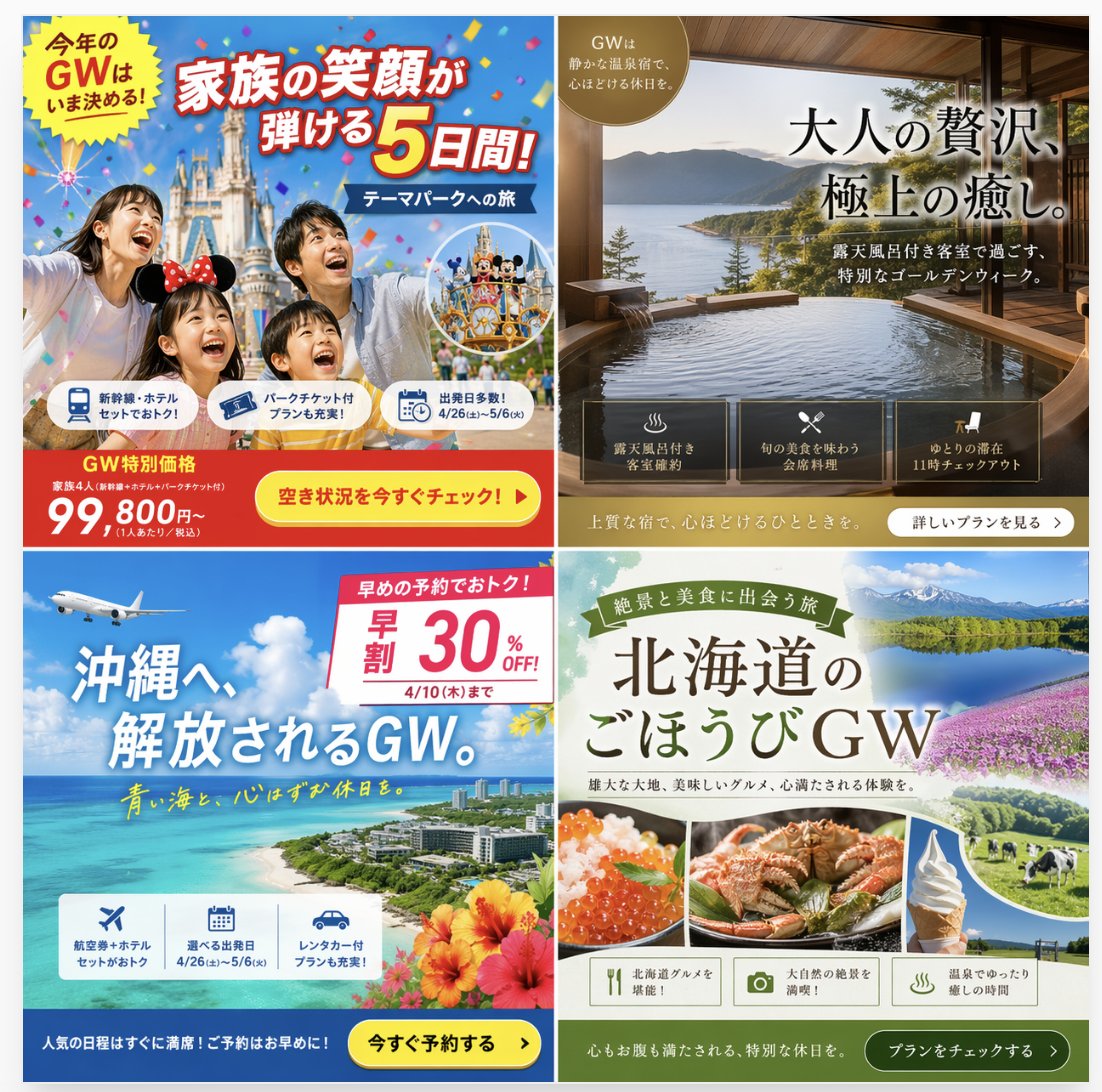 Four Japanese Travel Ad Panels example 2