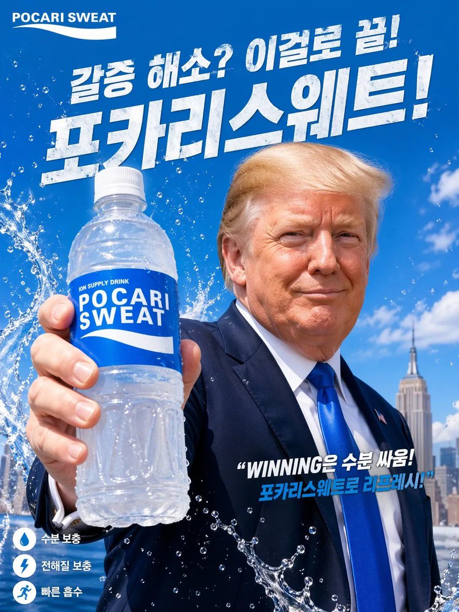 Korean Sports Drink Celebrity Ad Poster AI image template preview