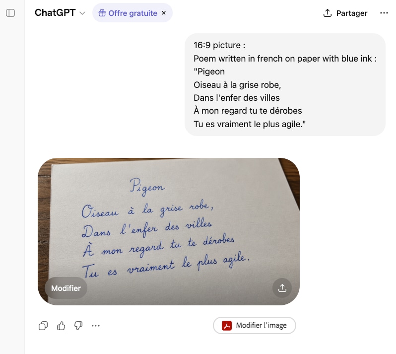 Handwritten French Poem on Paper AI image template preview