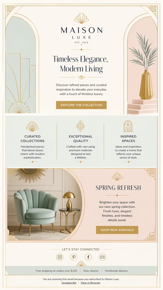 Luxury Art Deco Home Decor Email AI image template preview