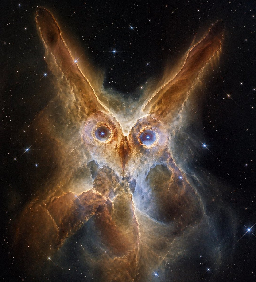 Owl-Shaped Nebula in Deep Space AI image template preview