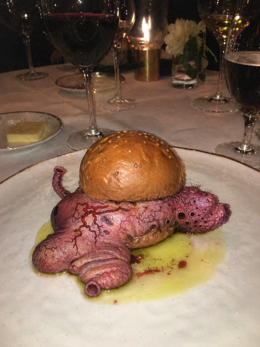 Surreal Octopus Burger Fine Dining Photo AI image template preview