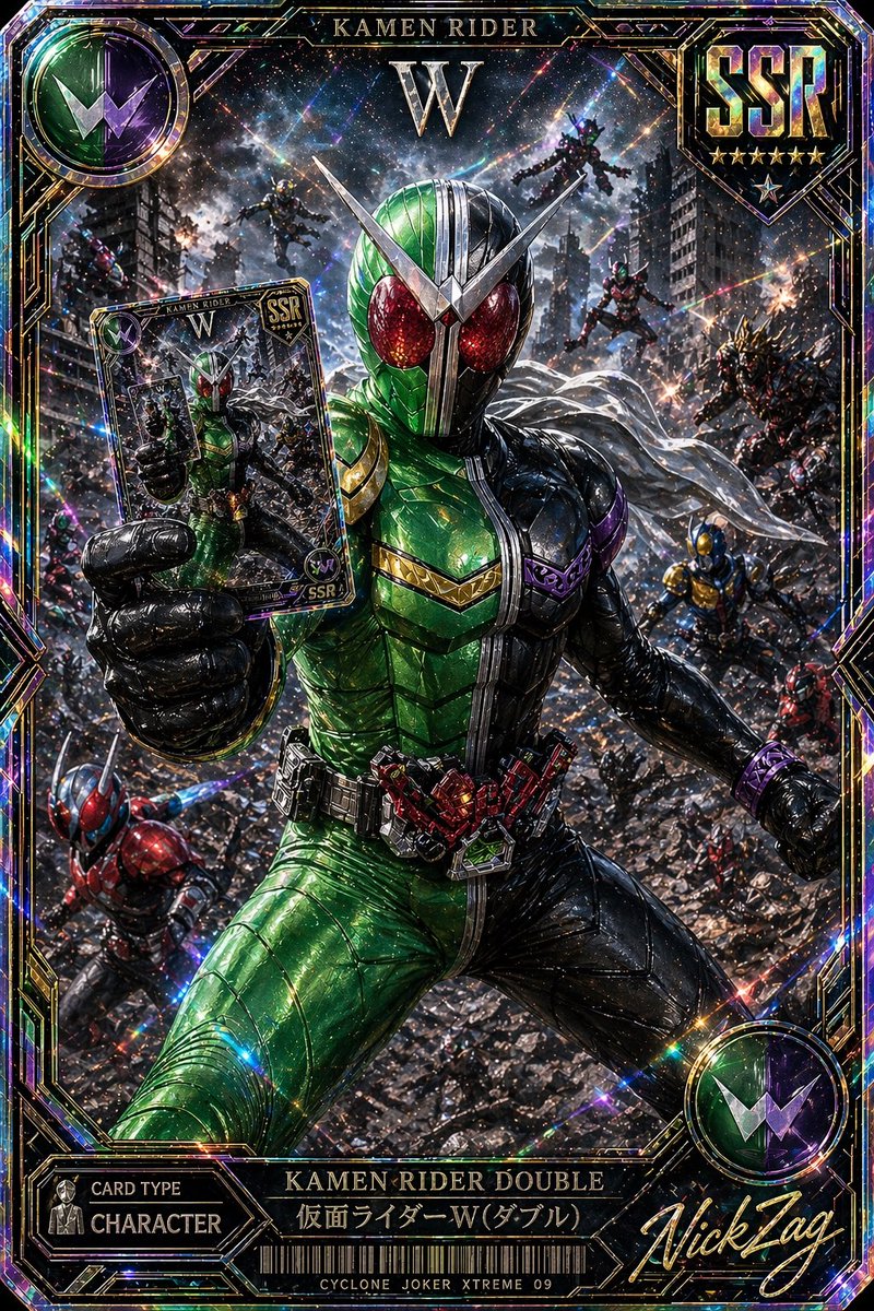 SSR Kamen Rider Double Card AI image template preview