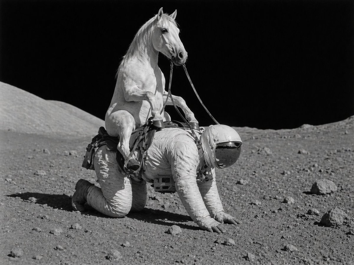 Surreal Lunar Horse Rider AI image template preview