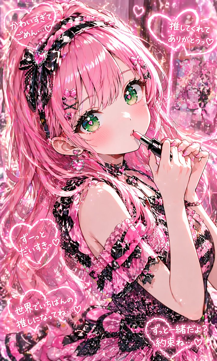 Pink Kawaii Idol Lipstick Portrait AI image template preview